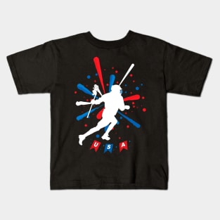 Lacrosse Usa American Flag Kids T-Shirt